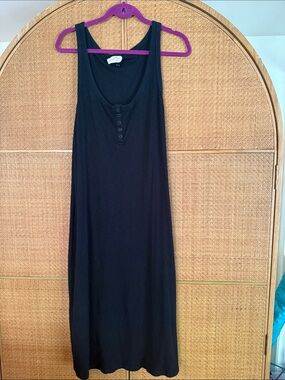 Universal Thread Black Button-Front Sleeveless Maxi Tank Dress